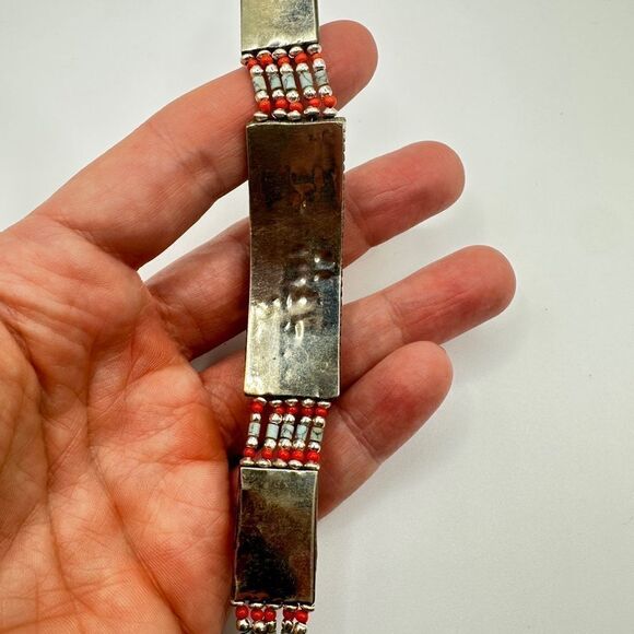 Amazing southwest style, silver plated and composite stone bracelet! - Picture 7 of 12